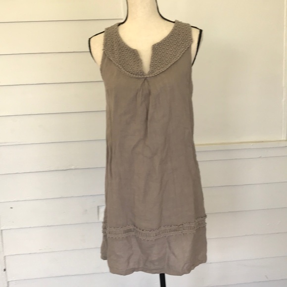 taupe linen dress